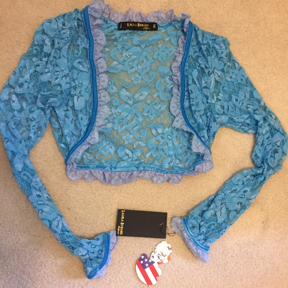 PUG Blue Lacey Bolero with Velvet/Lace trim